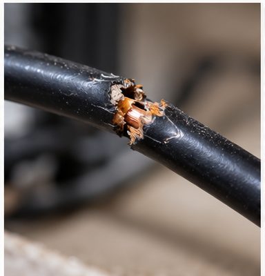 Urme de rosătură pe cablu electric